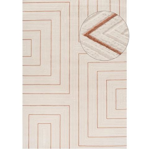 Carmel Cream-Terra Geometric Rug | 6040 - 80X150 cm - Rugs
