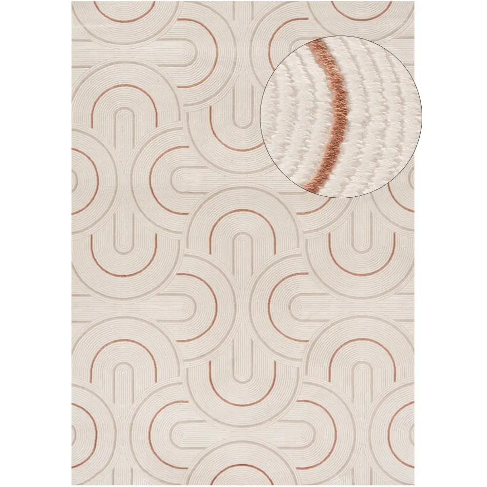 Carmel Cream-Terra Geometric Rug | 6070 - 80X150 cm - Rugs