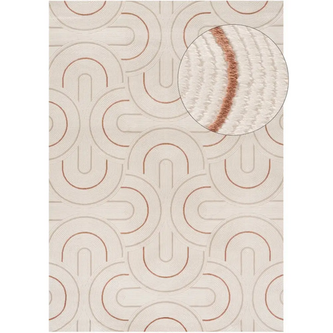 Carmel Cream-Terra Geometric Rug | 6070 - 80X150 cm - Rugs