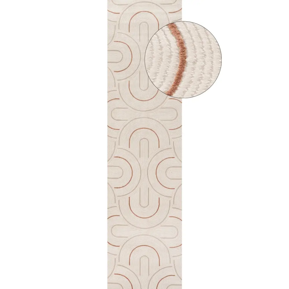 Carmel Cream-Terra Geometric Rug | 6070 - 80X300 cm - Rugs