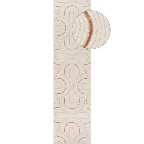 Carmel Cream-Terra Geometric Rug | 6070 - 80X300 cm - Rugs