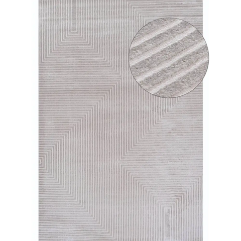 Carmel Grey-Cream Geometric Rug | 6050 - 80X150 cm - Rugs