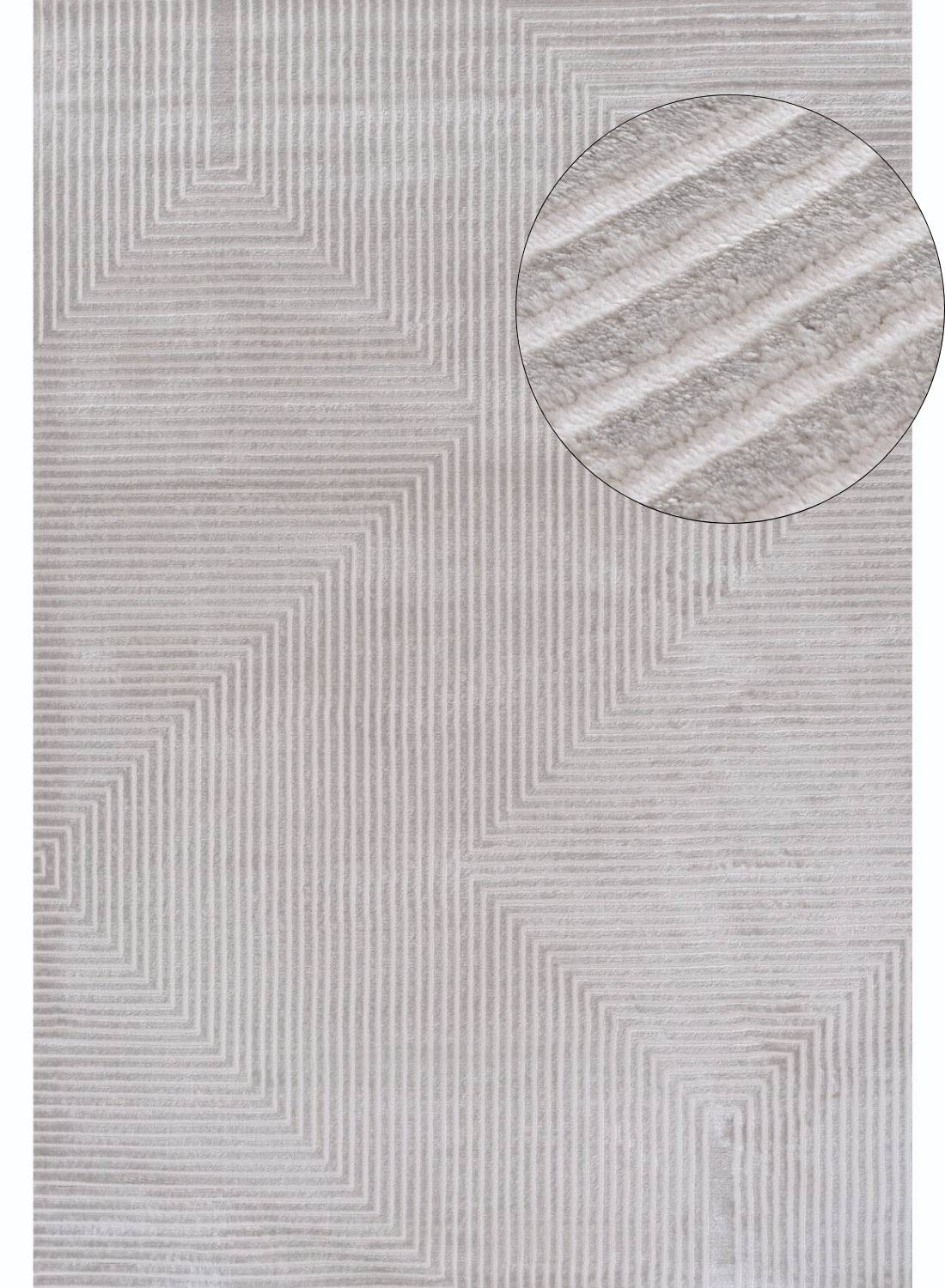 Carmel grey-cream geometric rug with textured surface and modern pattern perfect for living rooms and bedrooms