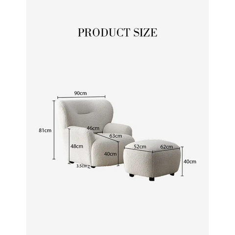 Carmen Armchair With Footstool White Boucle