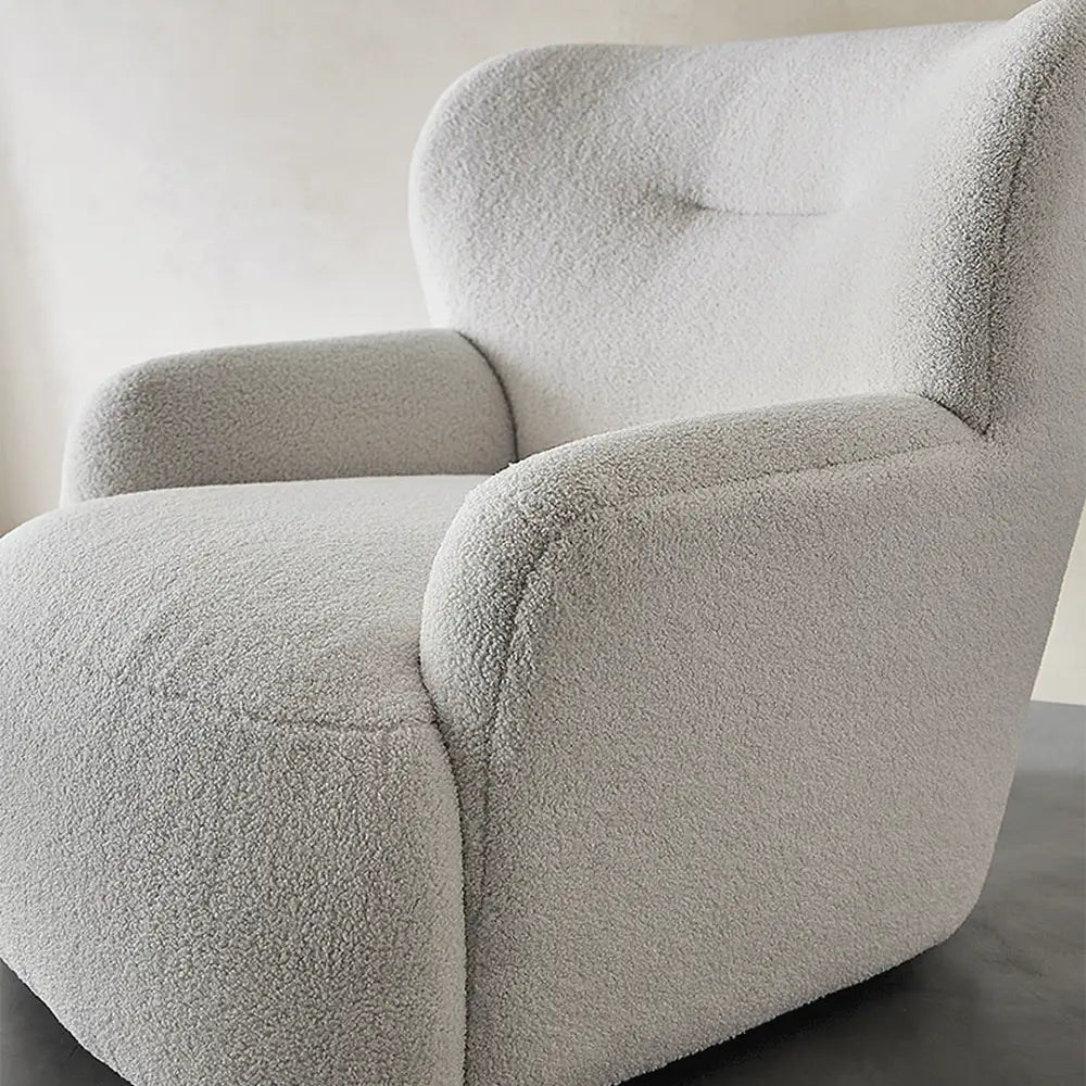 Carmen Armchair With Footstool White Boucle