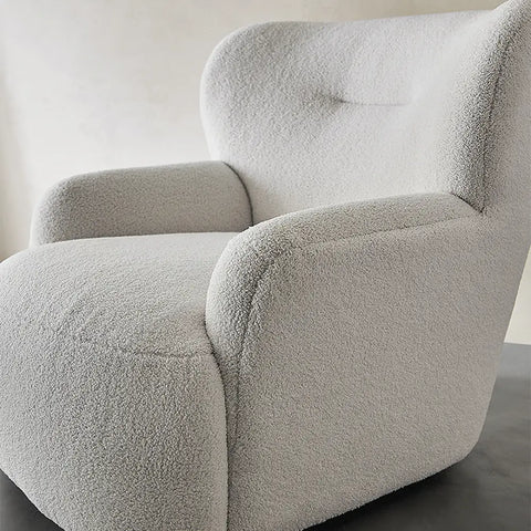 Carmen Armchair With Footstool White Boucle