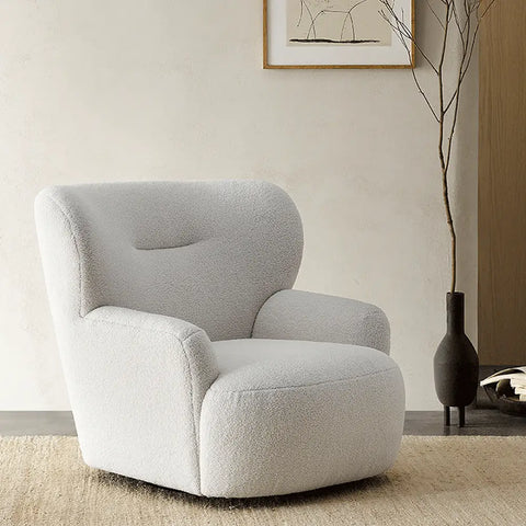 Carmen Armchair With Footstool White Boucle