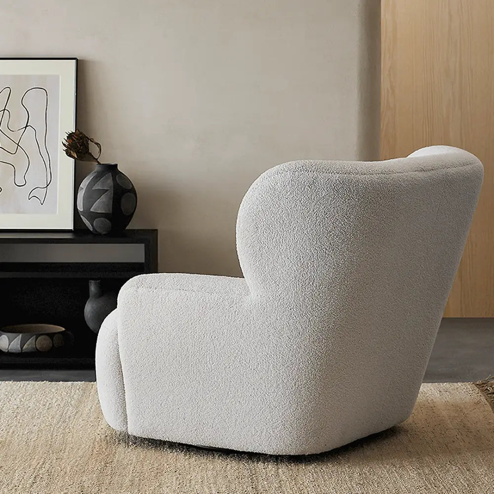 Carmen Armchair With Footstool White Boucle