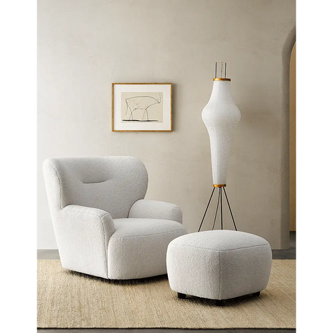 Carmen Armchair With Footstool White Boucle