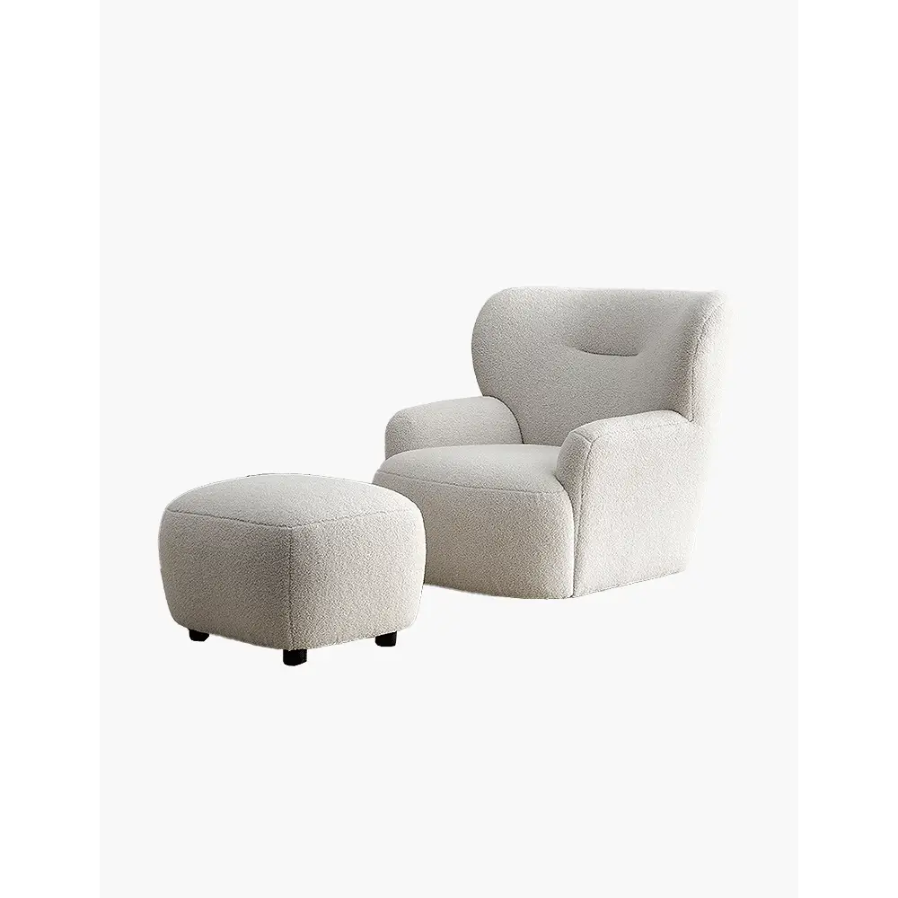 Carmen Armchair With Footstool White Boucle