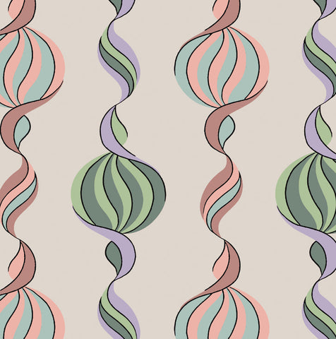 Carousel Twist - in Pastel Candy - Wallpaper - Micaela Sharp Collaboration