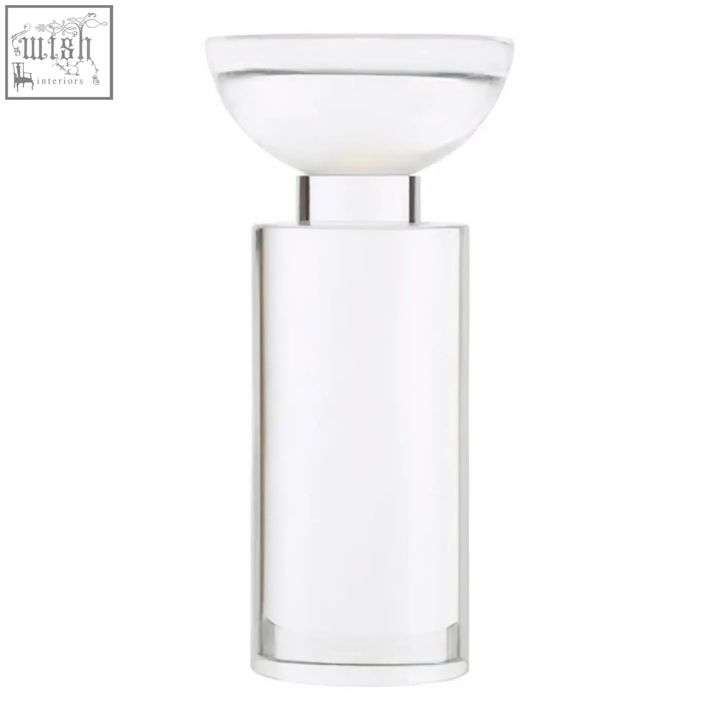 Carrie small crystal candle holder is a clear acrylic candle holder with a sleek modern design and smooth rounded edges
