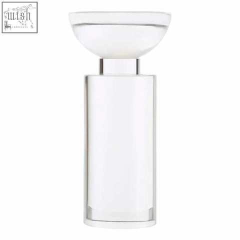 Carrie small crystal candle holder is a clear acrylic candle holder with a sleek modern design and smooth rounded edges