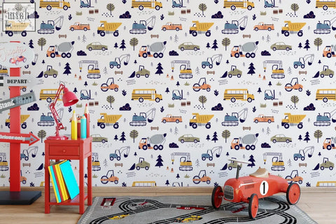 Red vintage-style toy race car with number 1 on black wheels featured on traditional paper peel and stick contact clickwalls for boys living space
