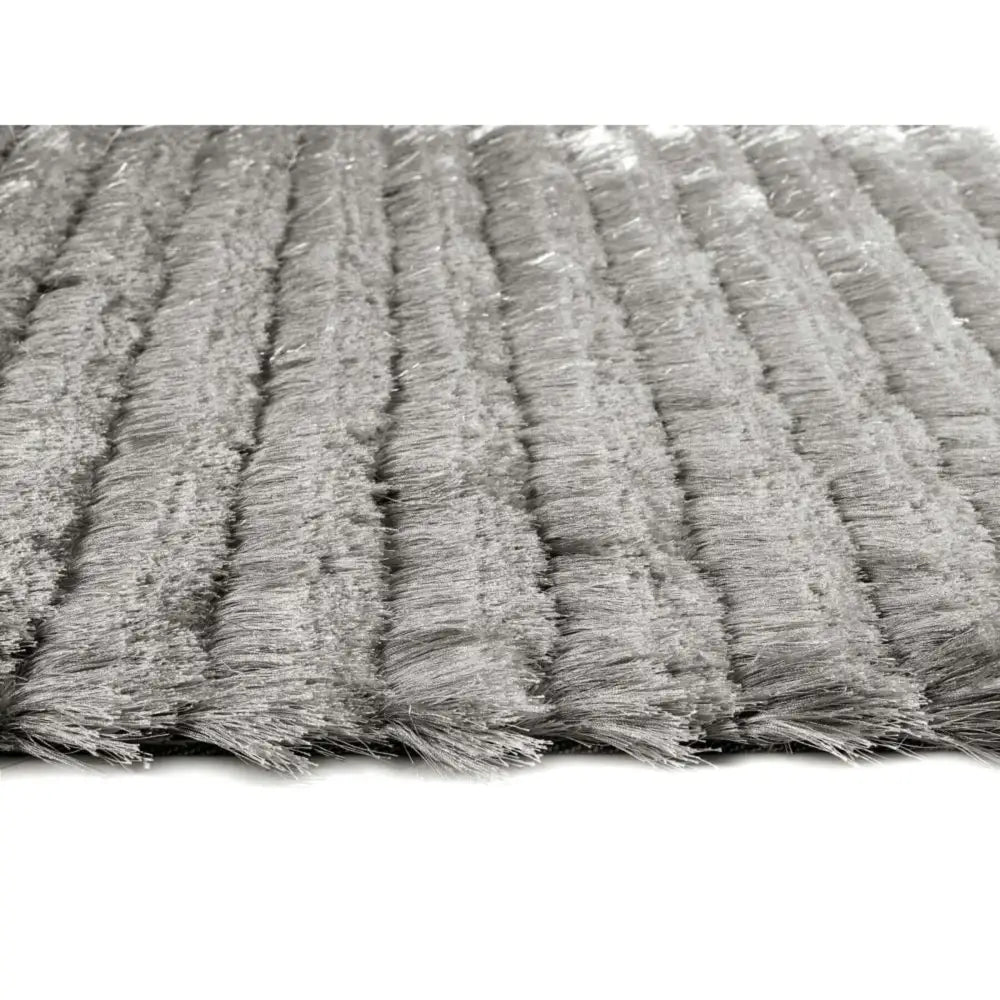 Carved Glamour Silver Grey Shaggy Rug - Rugs
