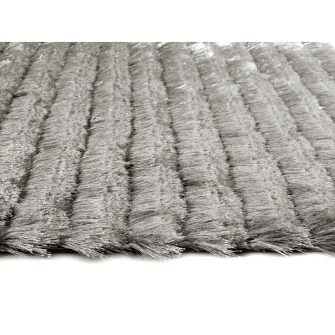 Carved Glamour Silver Grey Shaggy Rug - Rugs