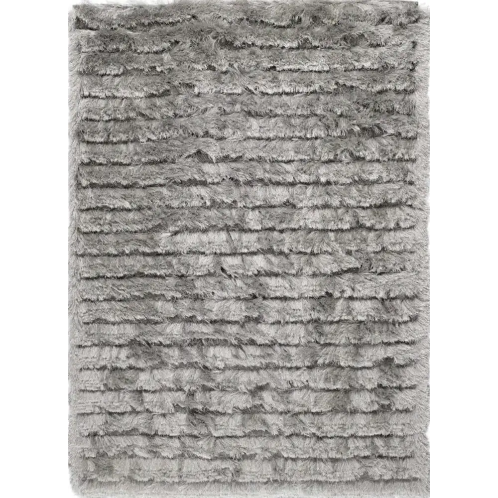 Carved Glamour Silver Grey Shaggy Rug - Rugs