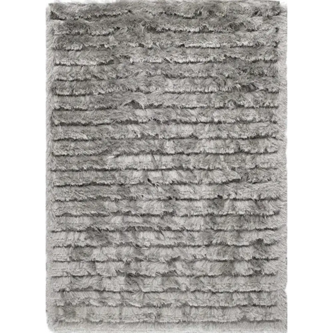 Carved Glamour Silver Grey Shaggy Rug - Rugs