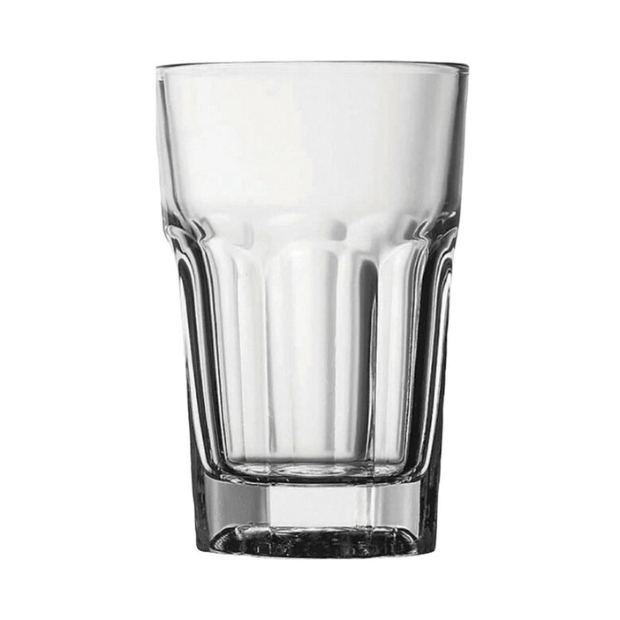 Clear glass casablanca water glasses with vertical ridges and sturdy base perfect for everyday use set of 6