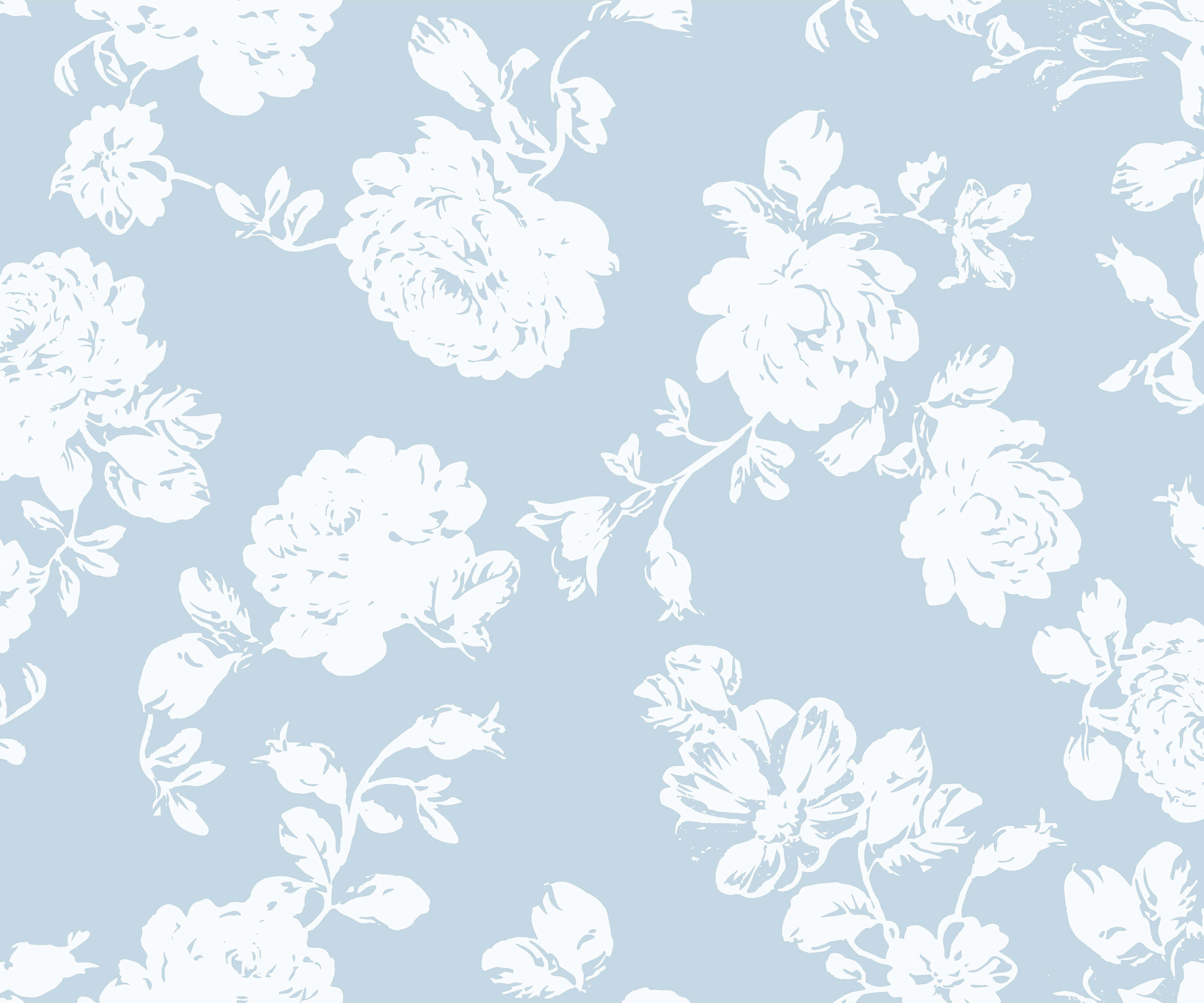 Light blue cast wallpaper with delicate white floral patterns perfect for stylish home decor