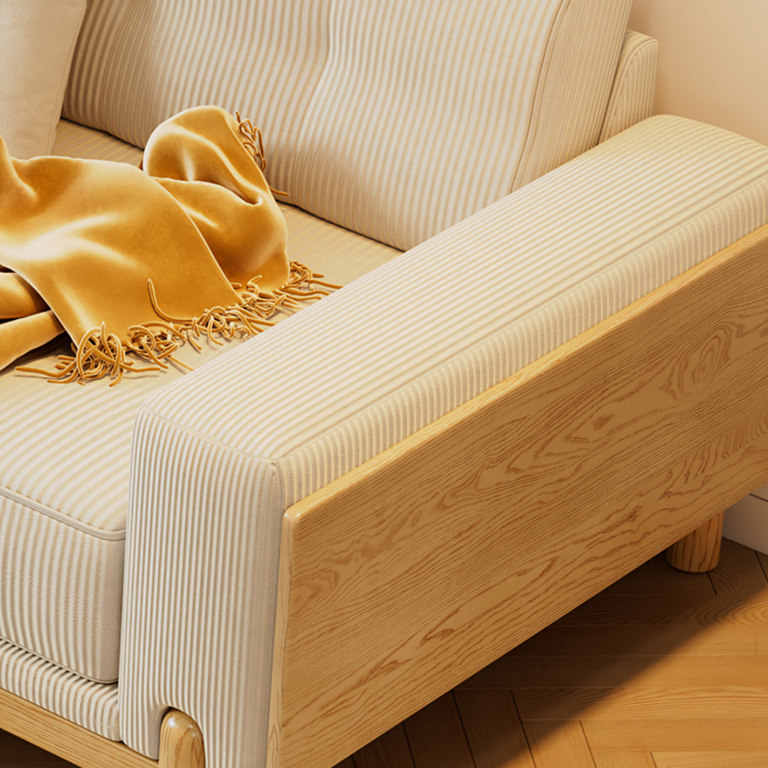 Catalina Cloud Sofa,  Two Seater, Three Seater Sofa, Cream Corduroy, Cherry Wood