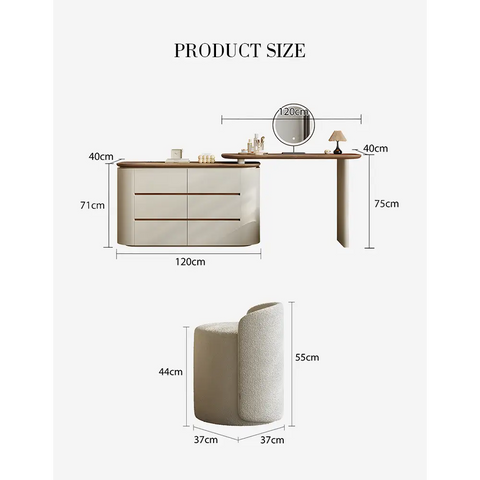 Catalina Corner Dressing Table With Mirror Solid Wood