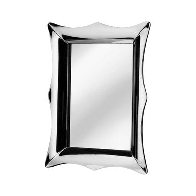 Silver framed rectangular catalina reflective frame wall mirror with wavy sculpted reflective frame border