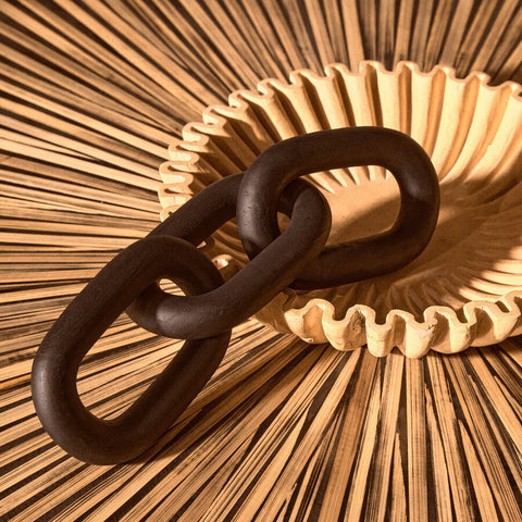 Dark brown matte ceramic link chain decor inspired by cato black wood three link chain design