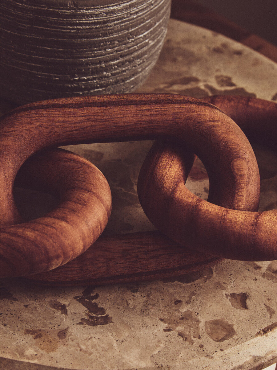 Cato Brown Wood 3 Link Chain Decor