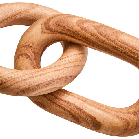 A smooth light brown natural wood cato natural wood 2 link chain decor with visible wood grain pattern