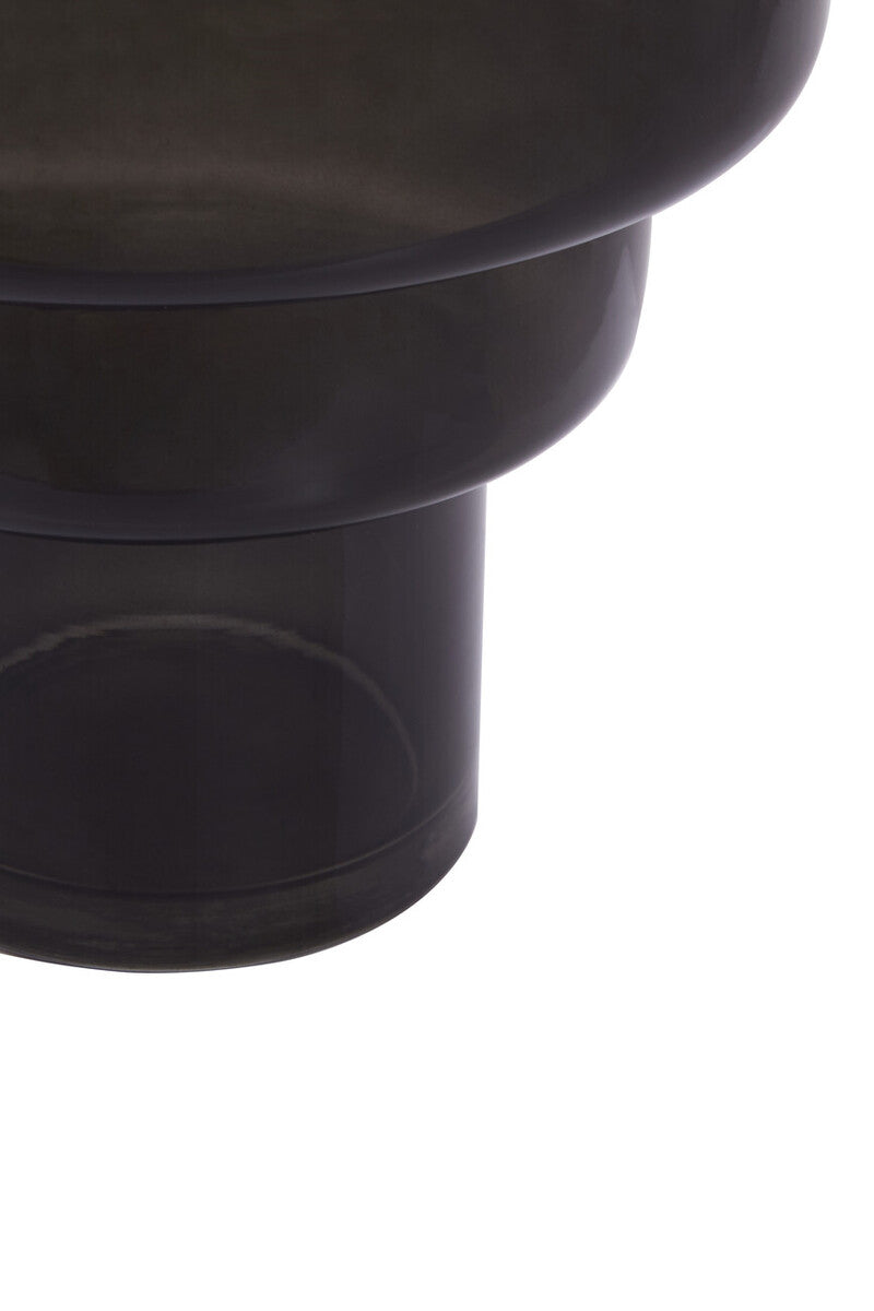 Dark translucent small black smoked glass vase with tiered rounded sections perfect as a smoked glass vase