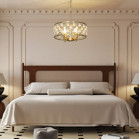 HOMCOM 51 Crystallite Four-Bulb Chandelier - Gold-Tone