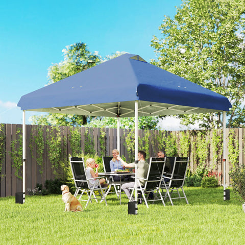 Outsunny 3 x 3 m Pop Up Gazebo with Wheels, UPF50+ One-Touch Outdoor Garden Party Tent Marquee Wedding Awning Canopy, Dark Blue