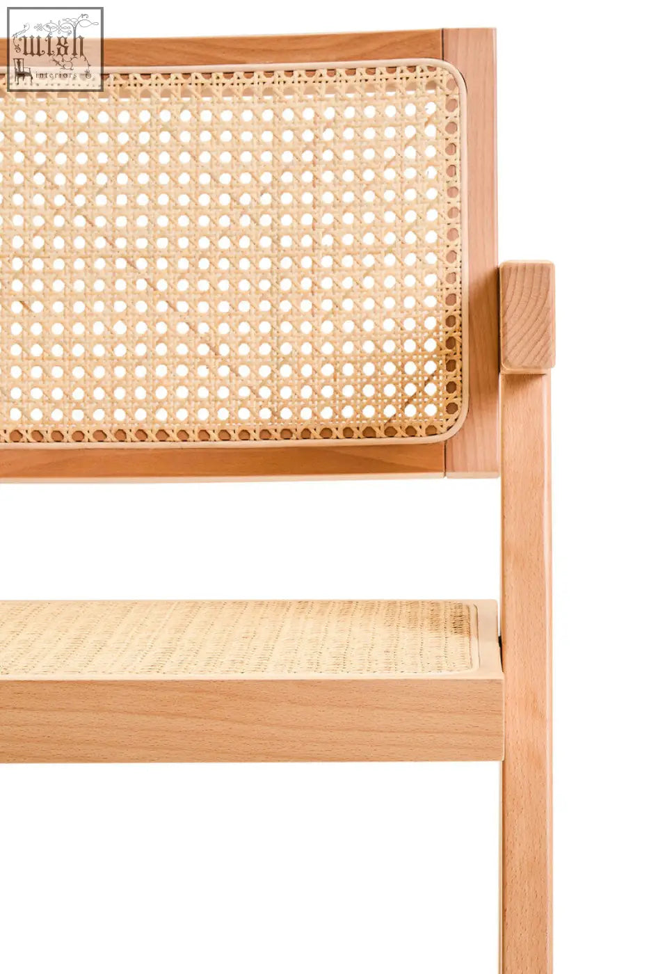 Light wood framed cebu natural cane dining chair with woven cane back and seat for stylish seating