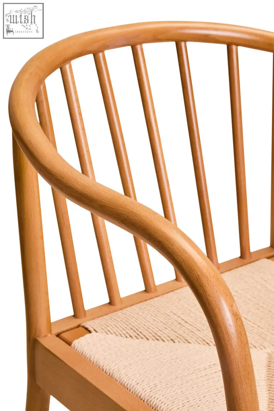 Light oak wood beech wood cebu natural dining chair with curved backrest and woven natural fiber seat