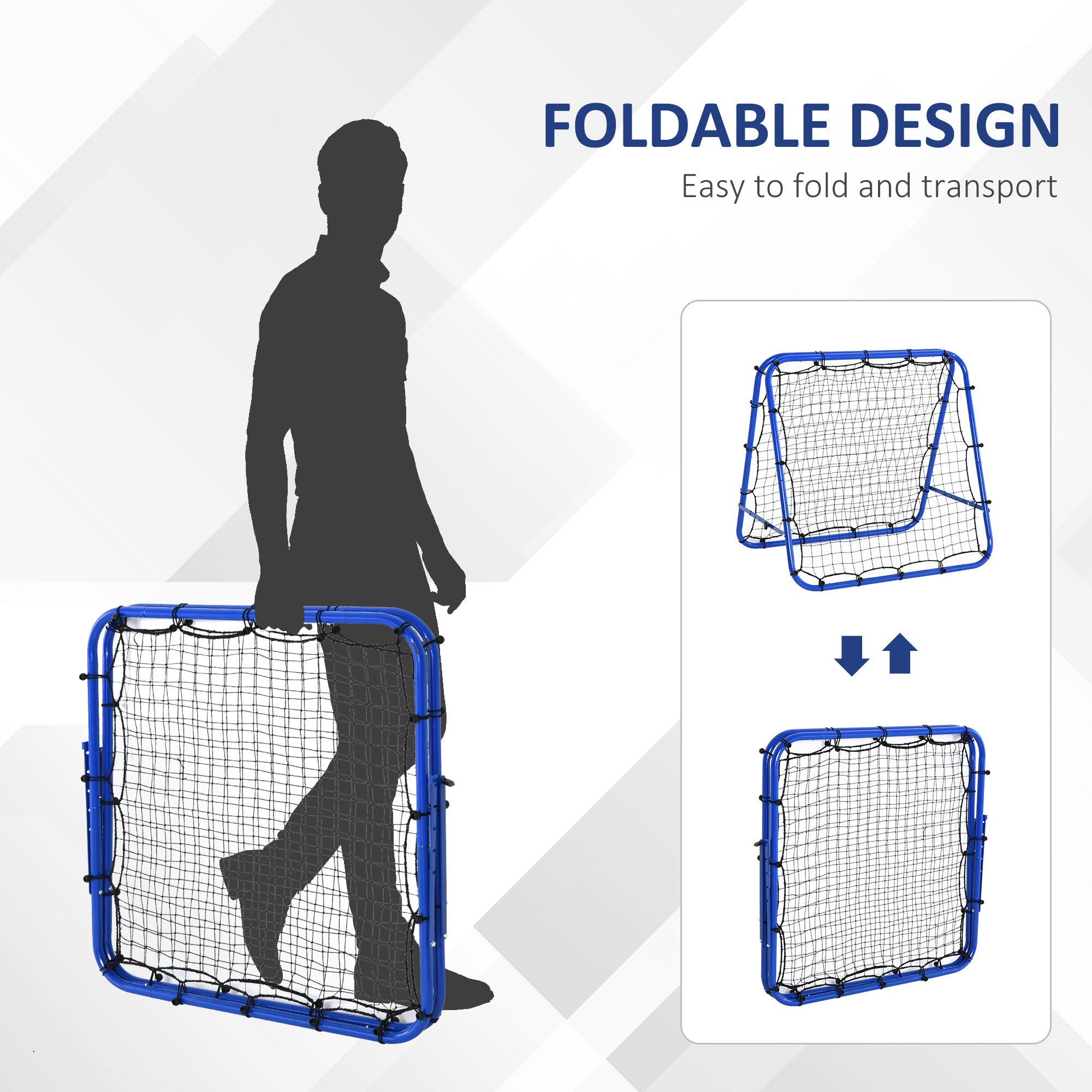 HOMCOM Double Sided Football Rebounder Net, Football Rebound Goal with Five Adjustable Angles, Blue