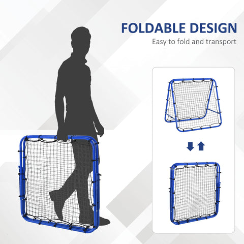 HOMCOM Double Sided Football Rebounder Net, Football Rebound Goal with Five Adjustable Angles, Blue