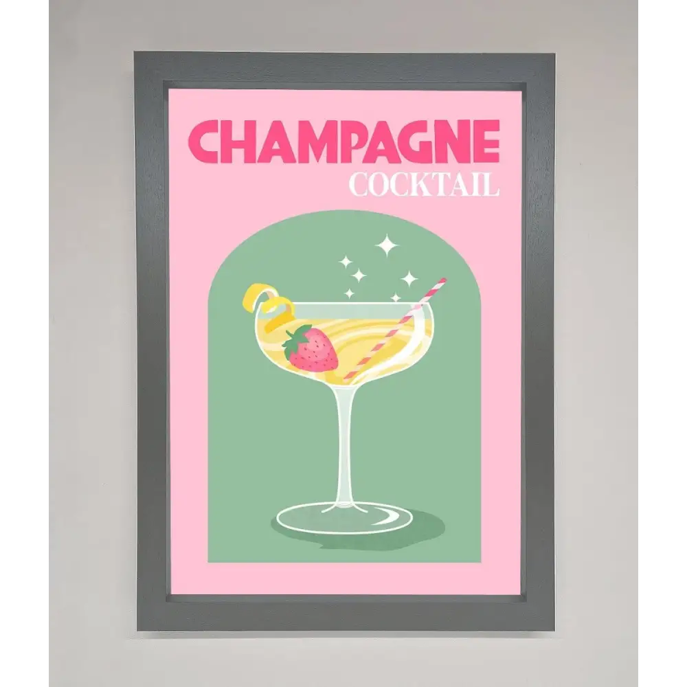 Champagne Cocktail Framed Poster - A3 (29.7 x 42 cm) / Dark Grey - Framed Print