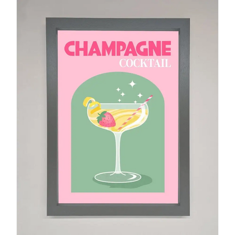 Champagne Cocktail Framed Poster - A3 (29.7 x 42 cm) / Dark Grey - Framed Print