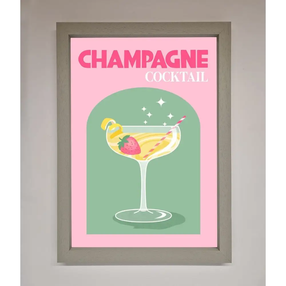 Champagne Cocktail Framed Poster - A3 (29.7 x 42 cm) / Grey - Framed Print