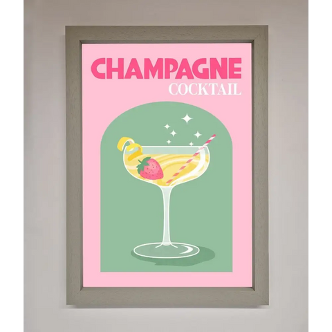 Champagne Cocktail Framed Poster - A3 (29.7 x 42 cm) / Grey - Framed Print