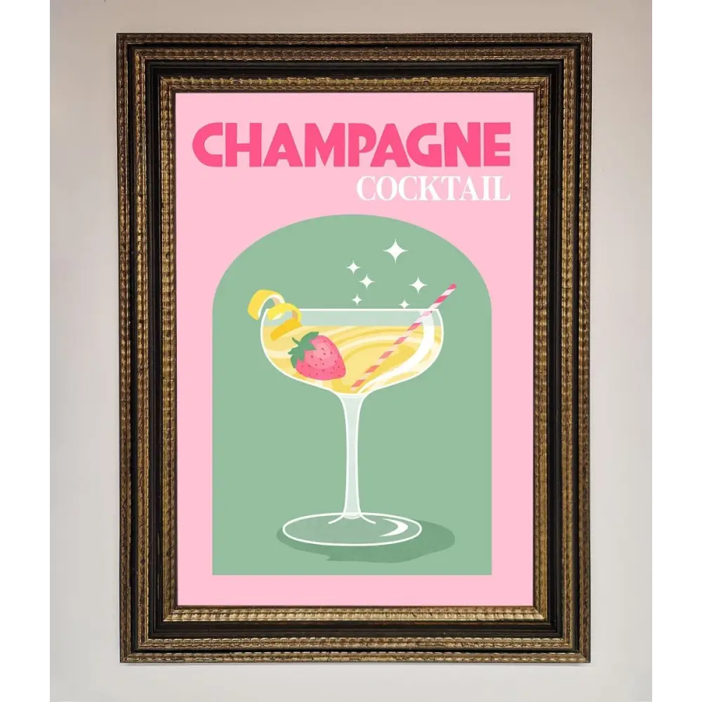 Champagne Cocktail Framed Poster - A3 (29.7 x 42 cm) / Ornate Gold Black - Framed Print