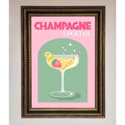 Champagne Cocktail Framed Poster - A3 (29.7 x 42 cm) / Ornate Gold Black - Framed Print