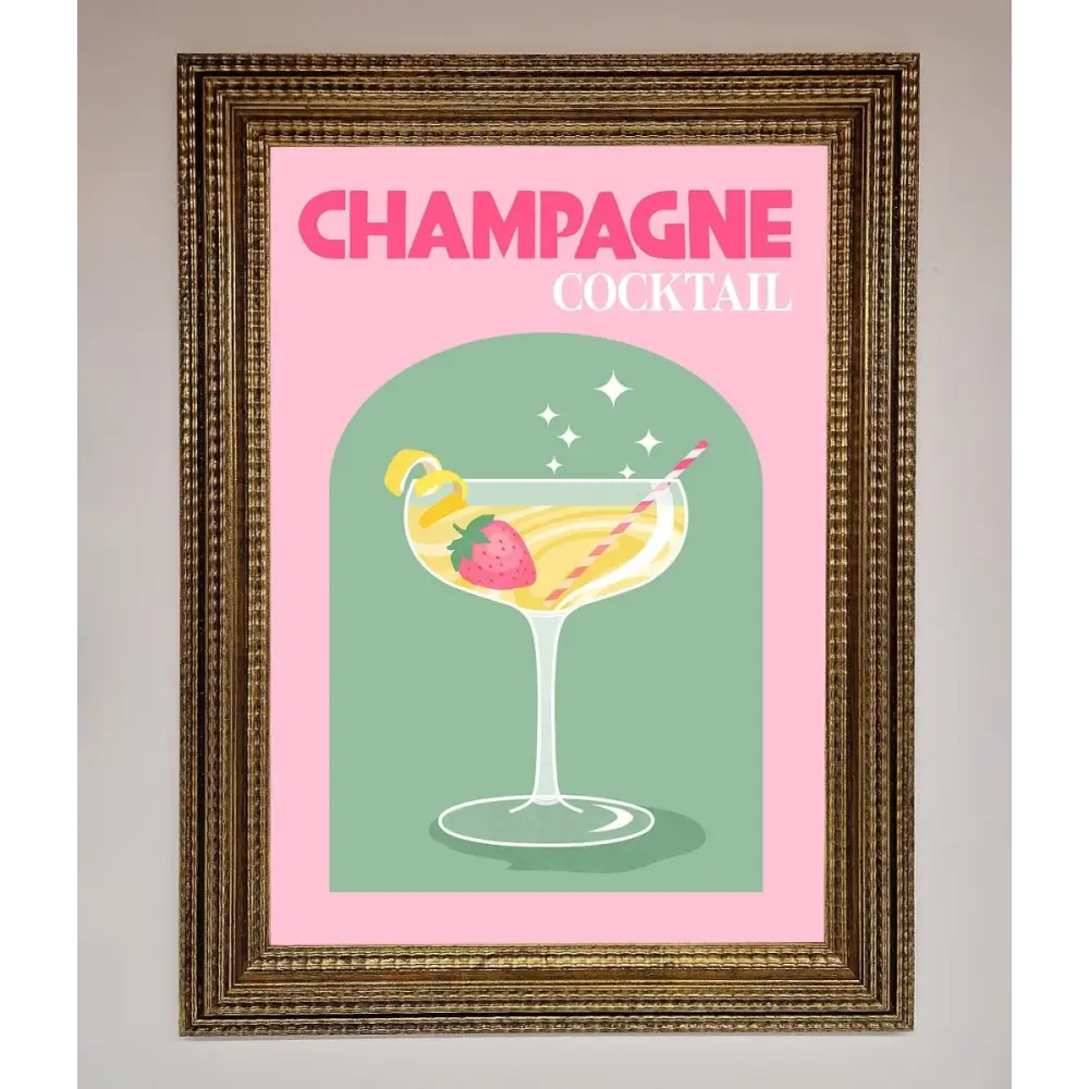 Champagne Cocktail Framed Poster - A3 (29.7 x 42 cm) / Ornate Gold - Framed Print