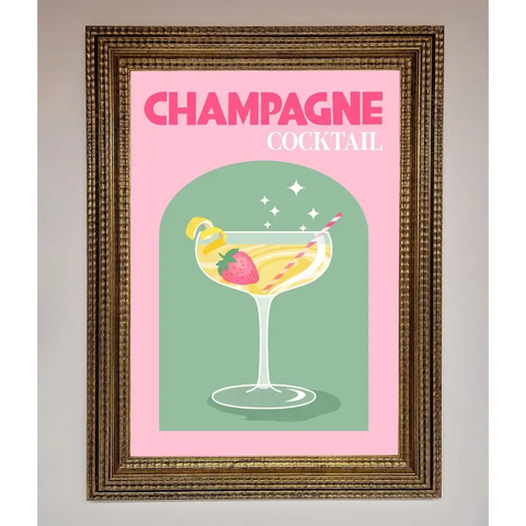 Champagne Cocktail Framed Poster - A3 (29.7 x 42 cm) / Ornate Gold - Framed Print