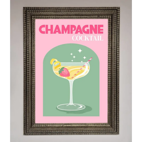 Champagne Cocktail Framed Poster - A3 (29.7 x 42 cm) / Ornate Silver - Framed Print