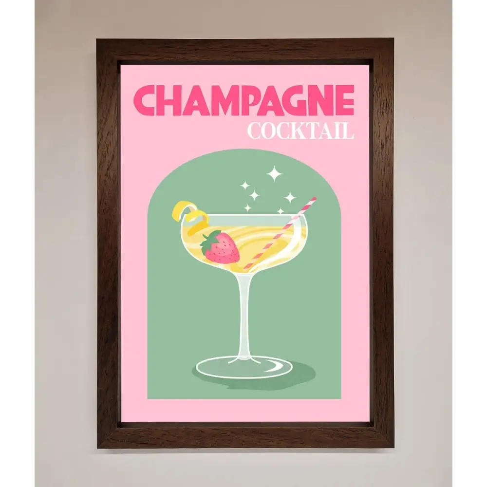 Champagne Cocktail Framed Poster - A3 (29.7 x 42 cm) / Walnut - Framed Print