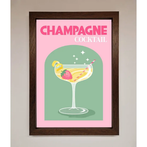 Champagne Cocktail Framed Poster - A3 (29.7 x 42 cm) / Walnut - Framed Print