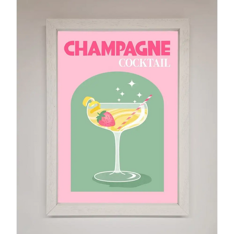 Champagne Cocktail Framed Poster - A3 (29.7 x 42 cm) / White - Framed Print