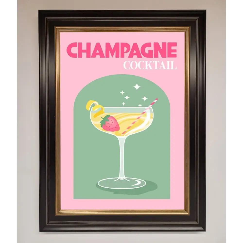 Champagne Cocktail Framed Poster - B0 (100 x 141 cm) / Black Gold - Framed Print